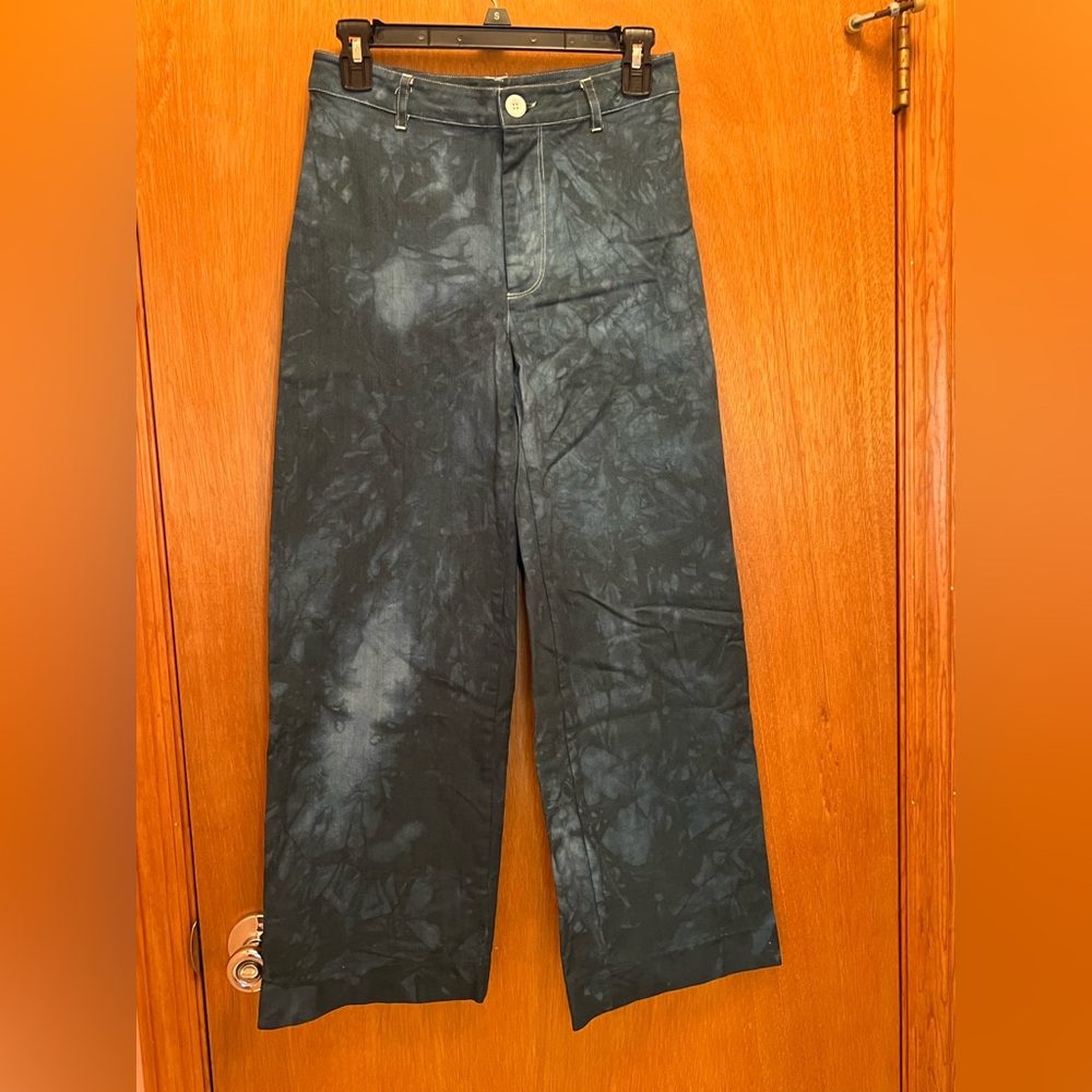 Free People high rise wide leg pants green tie dye
